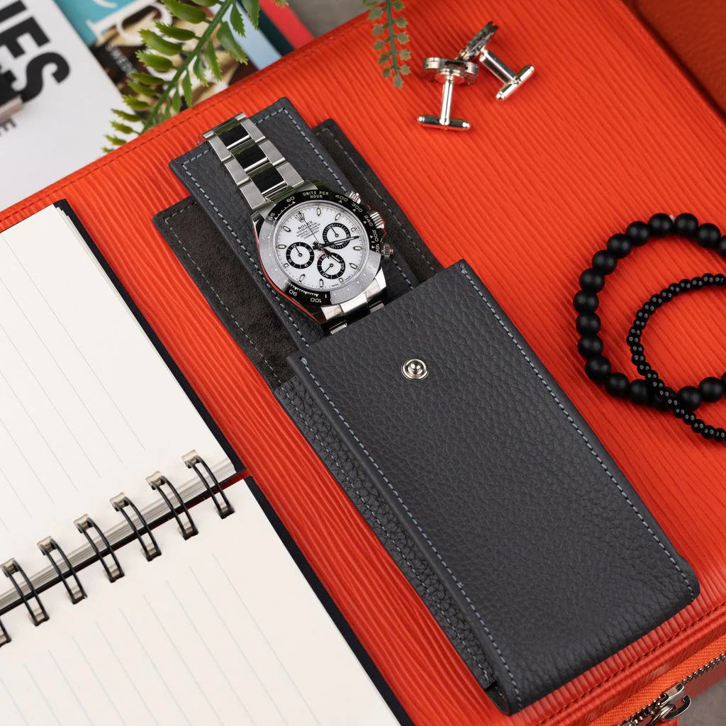 Charcoal Leather Watch Pouch - Image 4