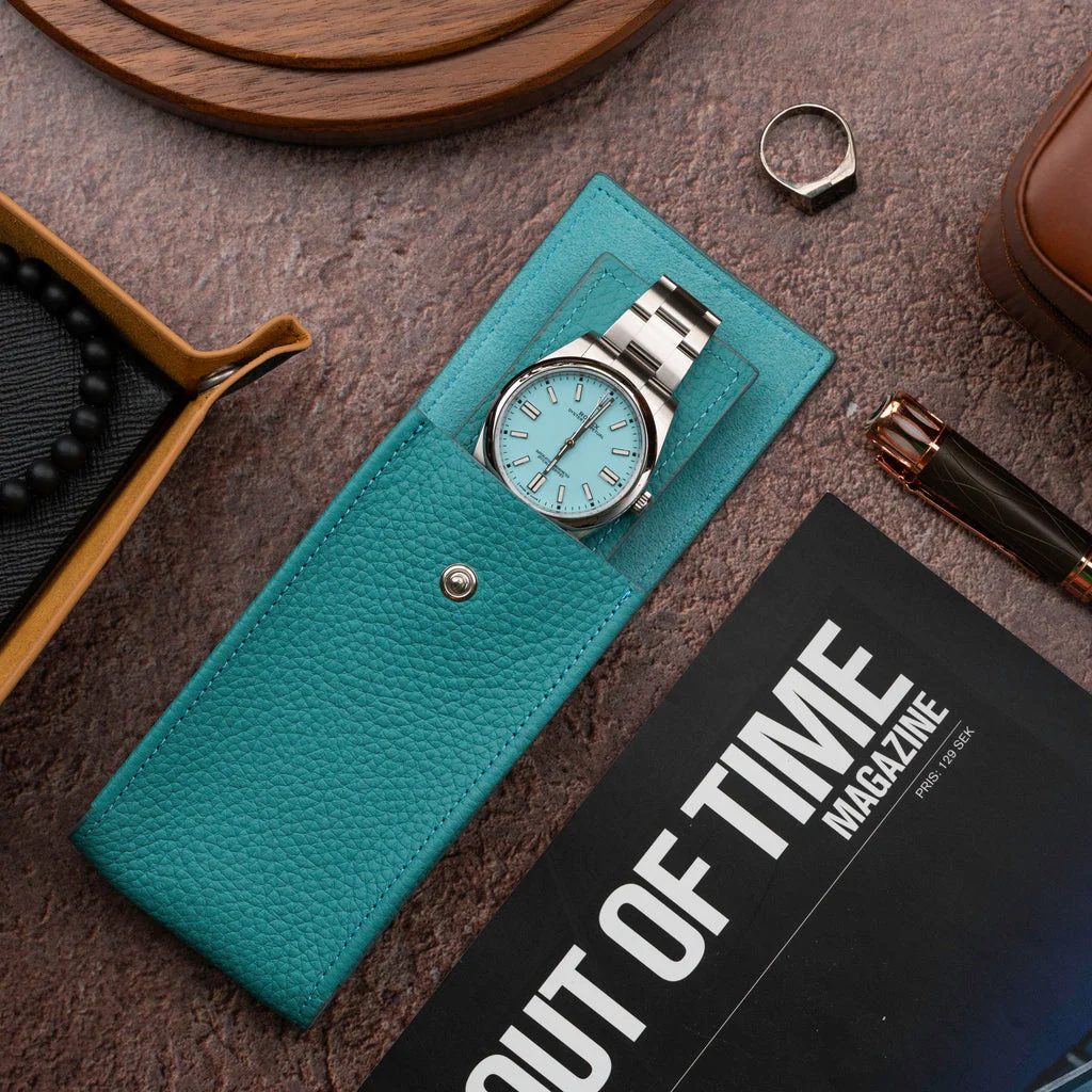 Teal Leather Watch Pouch - Image 3