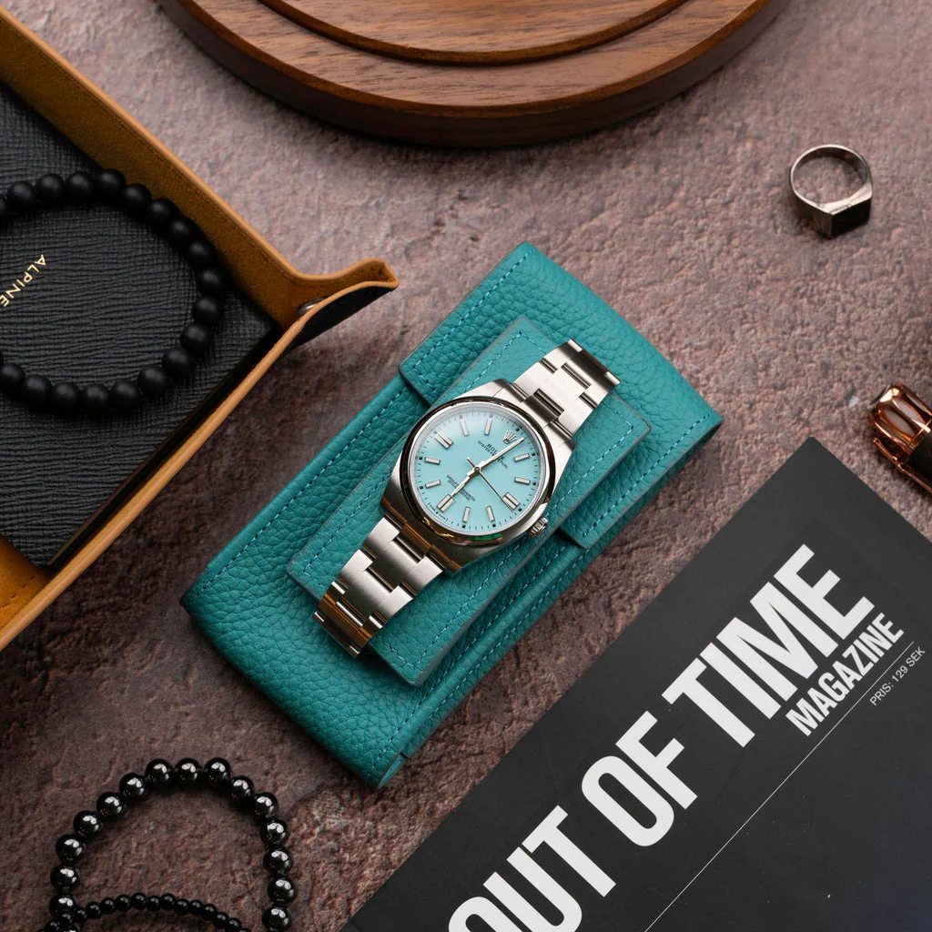 Teal Leather Watch Pouch - Image 5